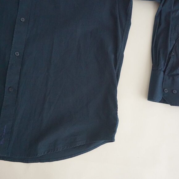 Ben Sherman Heritage Navy 98% Cotton Button Down Regular Fit Dress Shirt XL - Picture 5 of 9